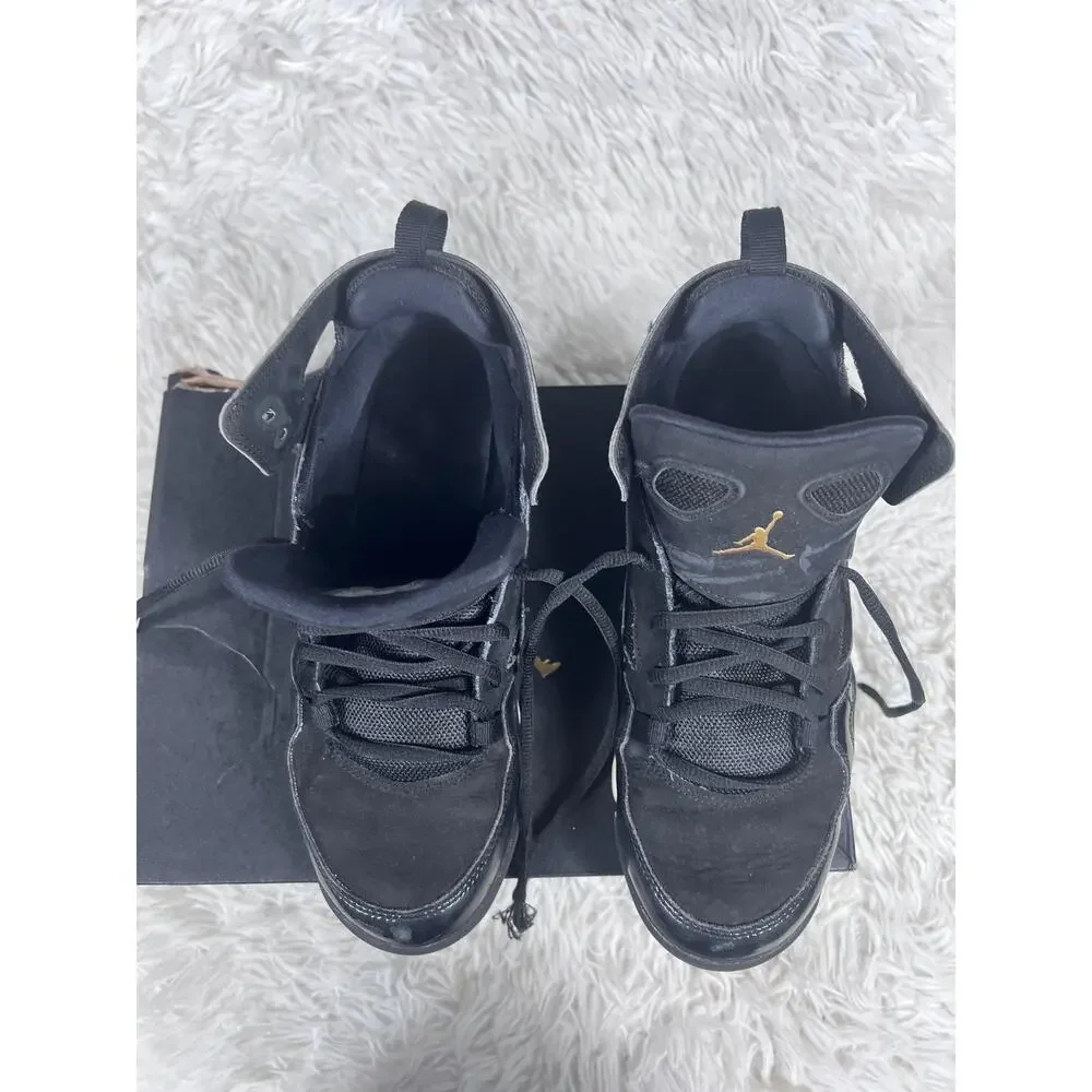 Air Jordan Flight Club 91 Shoes Youth Size 7Y Black Metallic Gold GS 555472-031